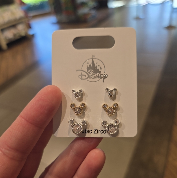 Disney Mickey Mouse Cubic Zirconia Earrings Set - Gold and Silver - Picture 4 of 4